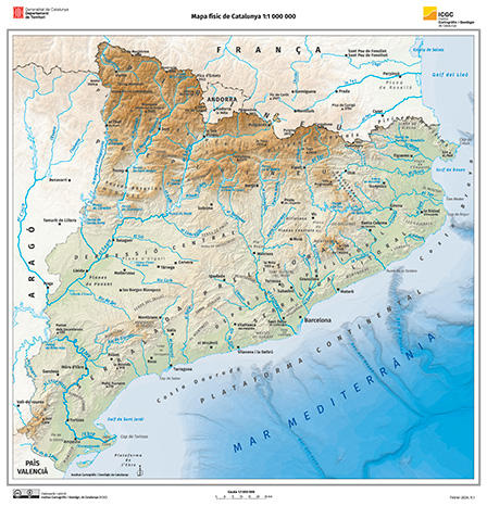 Mapa físic de Catalunya 1:1 000 000