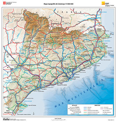 Mapa topogràfic de Catalunya 1:1 000 000